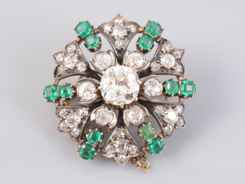 Victorian Emerald Diamond Pendant