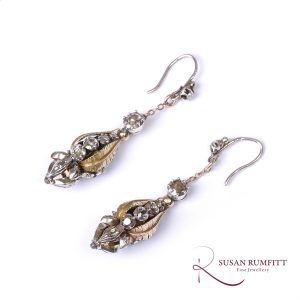 A Pair of Georgian Diamond, Gold and Silver Ear Pendants, circa 1800