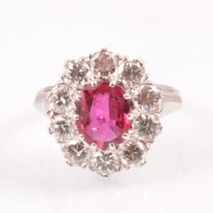 SRMA90096 A A Ruby and Diamond Cluster set in 18ct White Gold