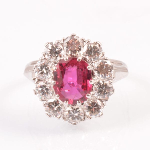 SRMA90096 A A Ruby and Diamond Cluster set in 18ct White Gold