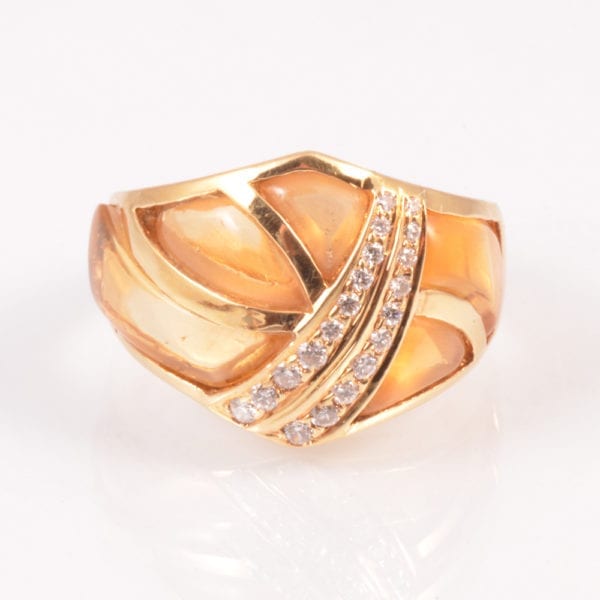 A Stylish Contemporary Citrine and Diamond Ring