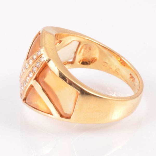 A Stylish Contemporary Citrine and Diamond Ring
