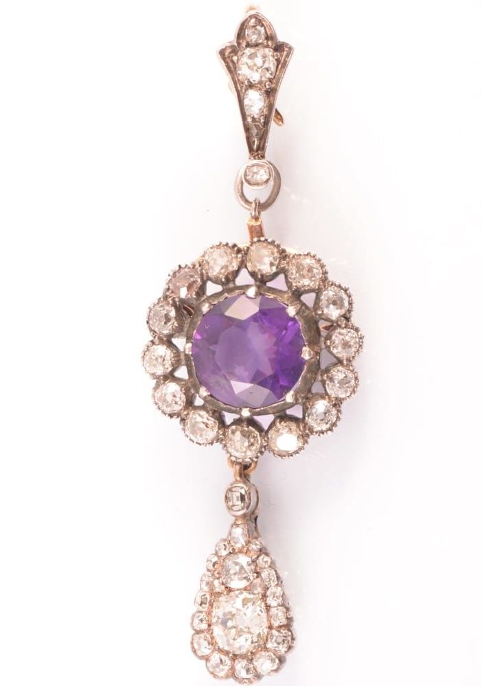 SRMA900-121 A An Amethyst and Diamond Pendant Circa 1860 fine-jewellery