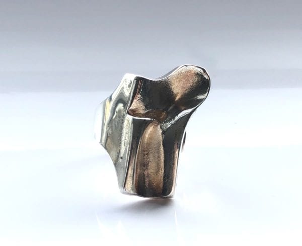 Lapponia; A Björn Weckström Finland Folded Silver Ring, 1988