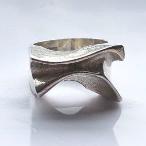A Lapponia Finland Silver Ring of Folded Design