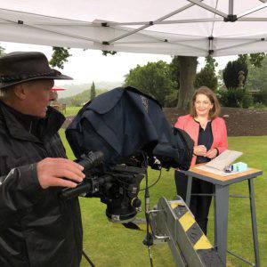 Susan Rumfitt in a wet Wales for Antiques Roadshow 1