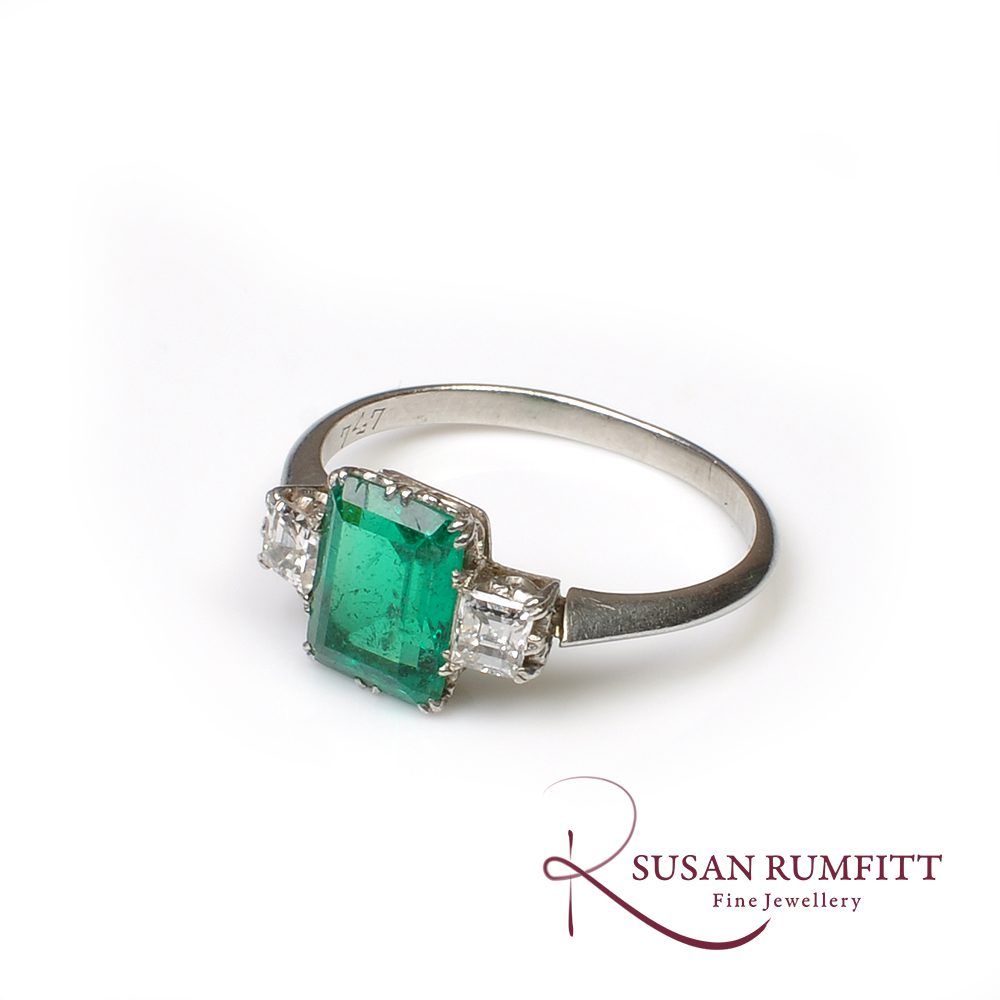 Art Deco Columbian emerald and diamond ring Mays birthstone emerald