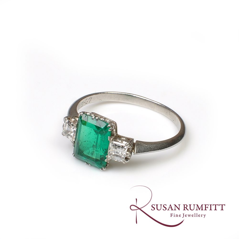 Art Deco Columbian emerald and diamond ring