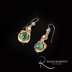NE145-Pair of Victorian Emerald and Diamond Pendant Earrings