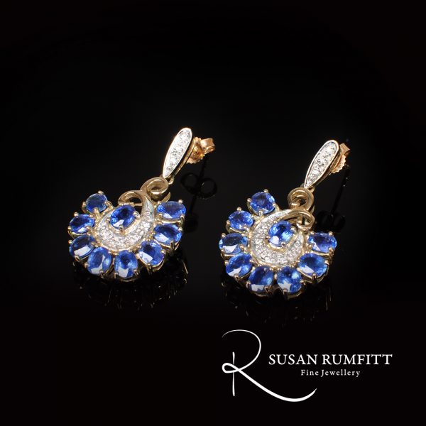 sapphire and diamond pendant earrings