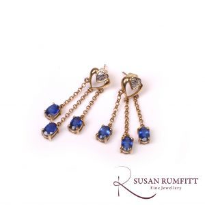 A Pair of Contemporary Kyanite and Diamond Earrings