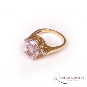 A Contemporary Kunzite, Diamond and 18 carat Gold Ring