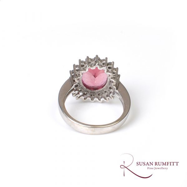 A Tourmaline and Diamond Halo Ring in White Gold