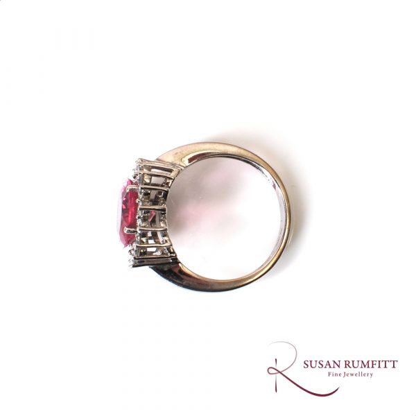 A Tourmaline and Diamond Halo Ring in White Gold