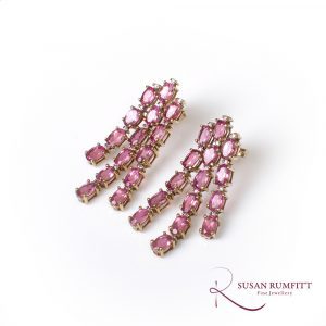 A Pair of Tourmaline and Diamond Pendant Earrings