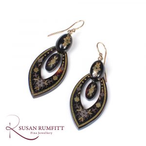 A Pair of Victorian Pique Pendant Drop Earrings