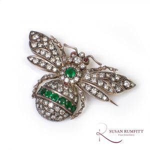 A Victorian Style Emerald and Diamond Bee Brooch