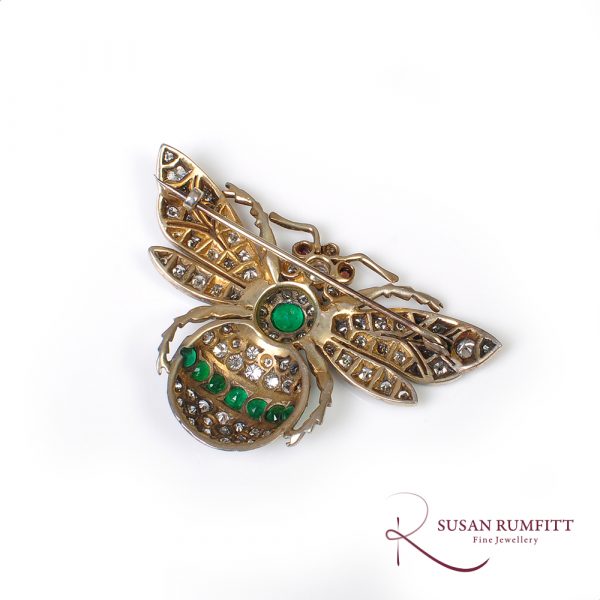A Victorian Style Emerald and Diamond Bee Brooch