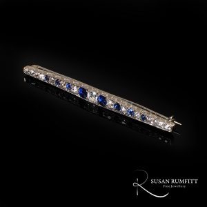 An Art Deco Sapphire and Diamond Bar Brooch
