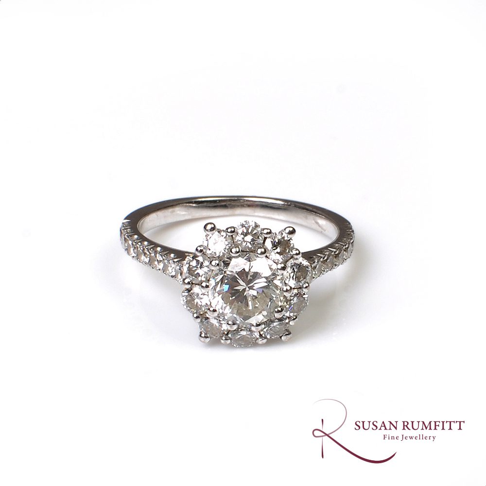 A modern traditional diamond cluster ring