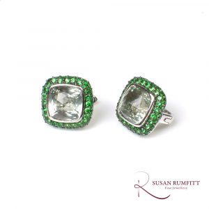 A Pair of Prasiolite and Tsavorite Garnet Earrings