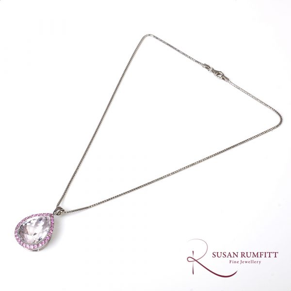 A Kunzite, Pink Sapphire and White Gold Pendant
