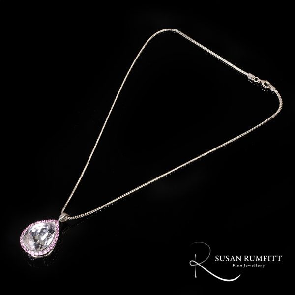 A Kunzite, Pink Sapphire and White Gold Pendant