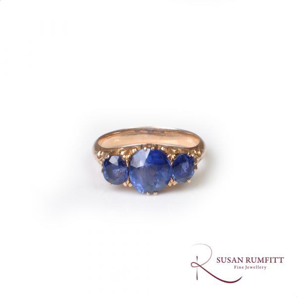 A Victorian three stone sapphire ring antique and unique