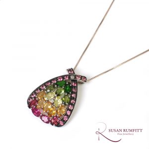 Diamond-tourmaline-citrine-peridot-and-diopside-pendant-in-silver-for-sale-Harrogate