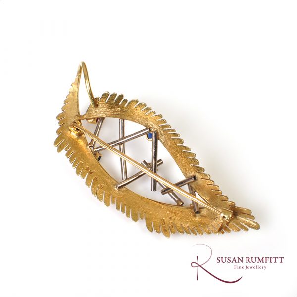 A Diamond, Ruby and Sapphire Leaf Brooch, 1960s