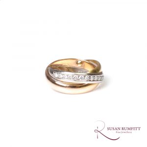 Diamond Tri Coloured Gold Ring
