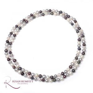 A Vari-Coloured Rope of Freshwater Cultured Pearls