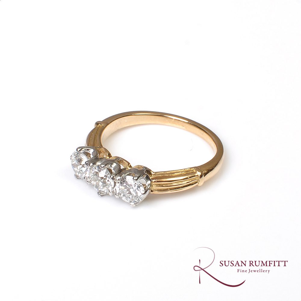 A three stone diamond ring