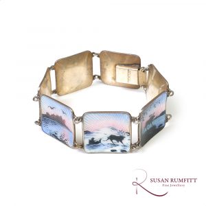A Bernard Meldahl silver Bracelet with Enamel scenes
