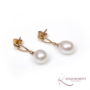 Pair of Cultured Pearl Drop Pendant Earrings