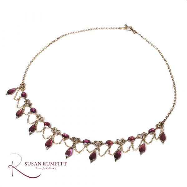 An Early Victorian Garnet Garland Fringe Necklace