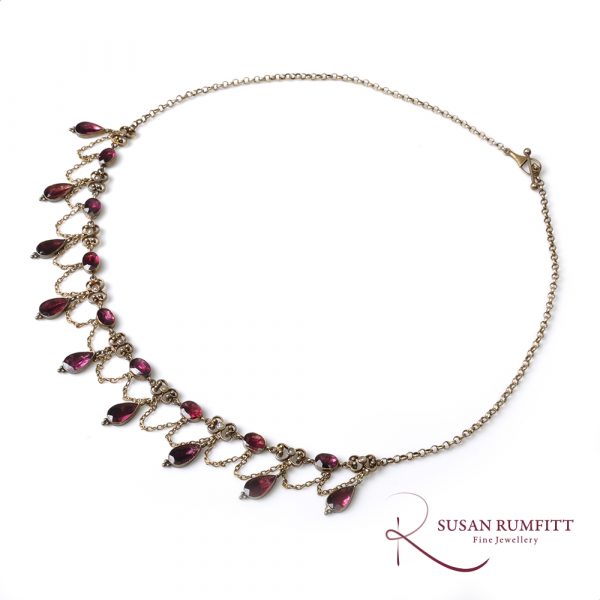 An Early Victorian Garnet Garland Fringe Necklace