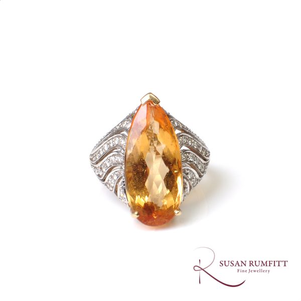 An Imperial Topaz and Diamond Cocktail Ring