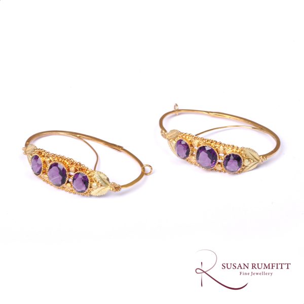 Antique French Etruscan Revival Amethyst Earrings Circa 1830