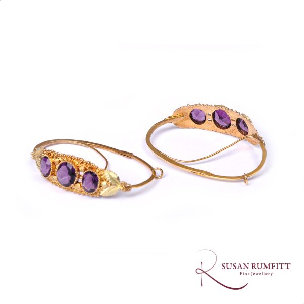 Antique French Etruscan Revival Amethyst Earrings Circa 1830