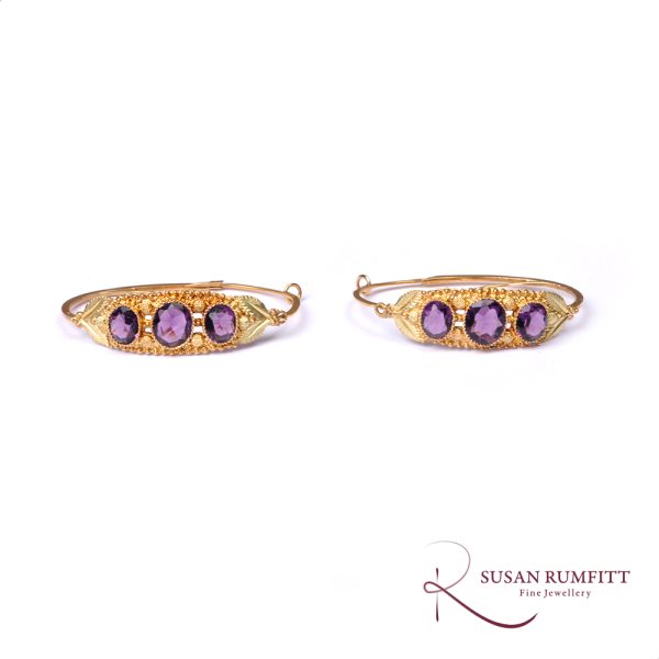Antique French Etruscan Revival Amethyst Earrings Circa 1830