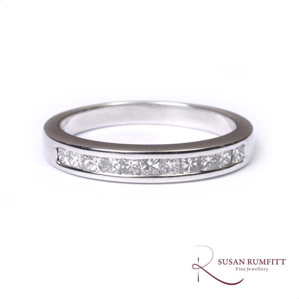 A Square Princess Cut Diamond Half Eternity Ring