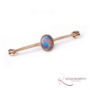 A Black Opal Brooch, Circa 1890's