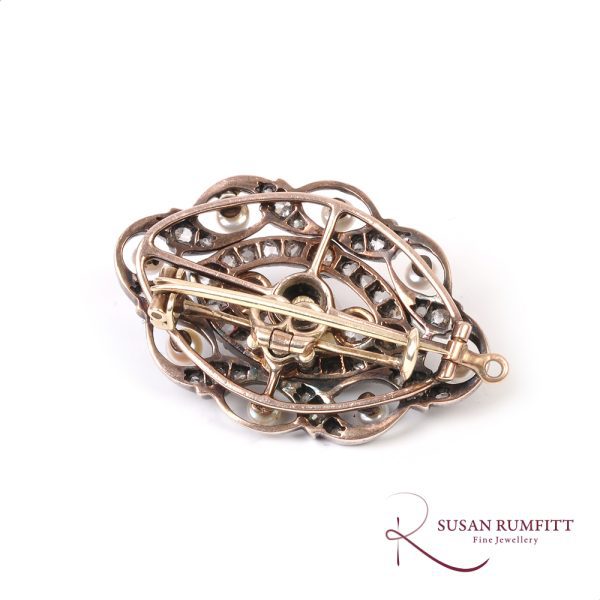 A Victorian Natural Pearl and Diamond BroochPendant, circa 1890