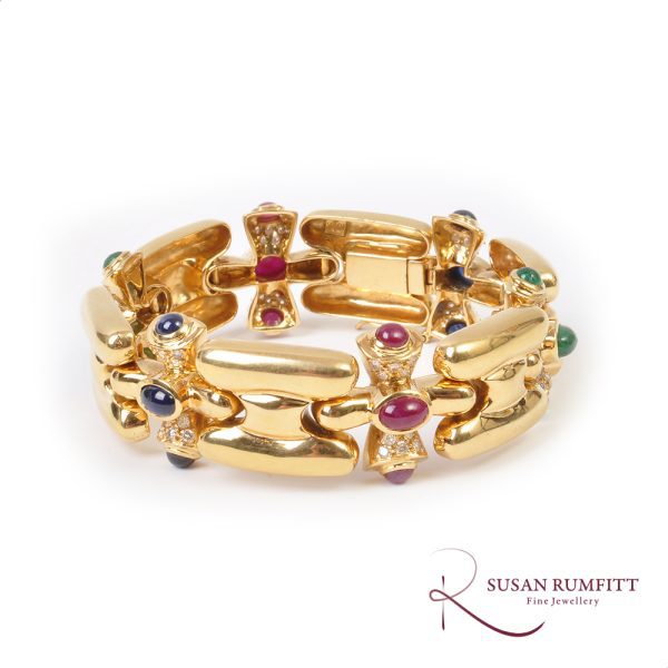 A Ruby, Emerald, Sapphire, and Diamond Bracelet