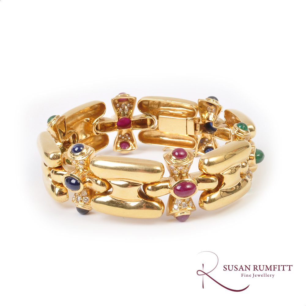 A Ruby, Emerald, Sapphire, and Diamond Bracelet