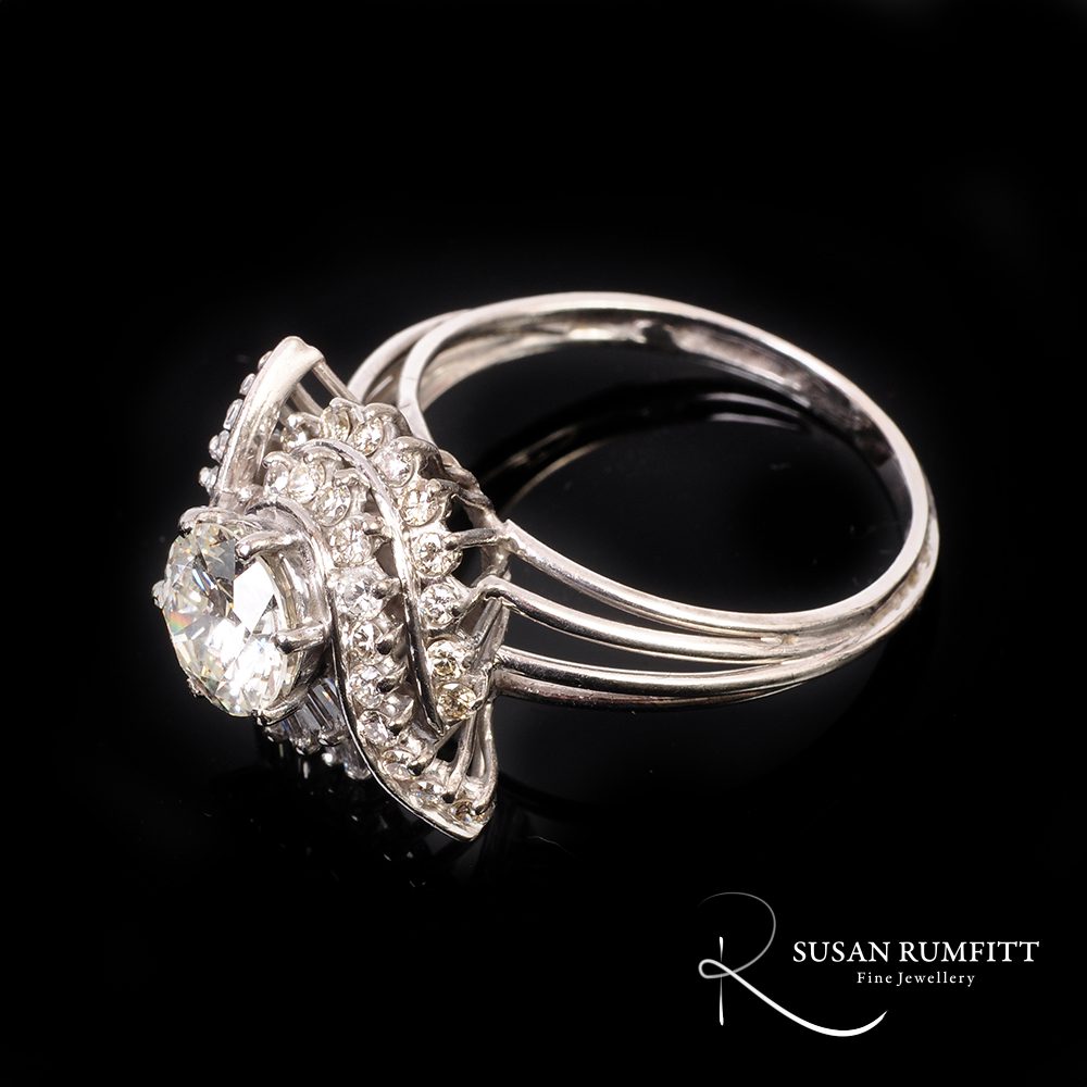 A diamond ballerina cluster ring circa 1950