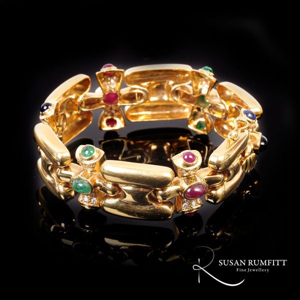 A Ruby, Emerald, Sapphire, and Diamond Bracelet