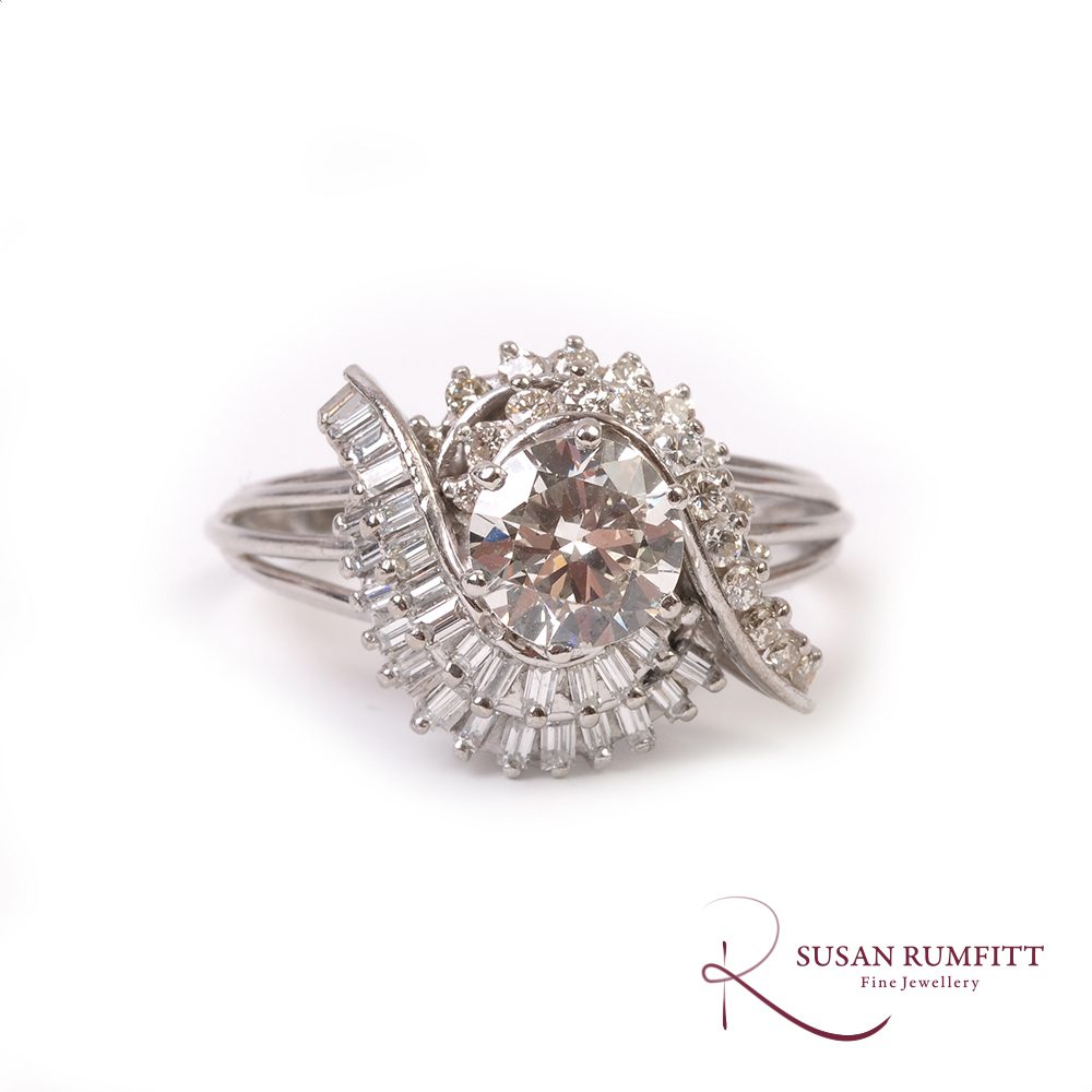 A diamond ballerina cluster ring circa 1950