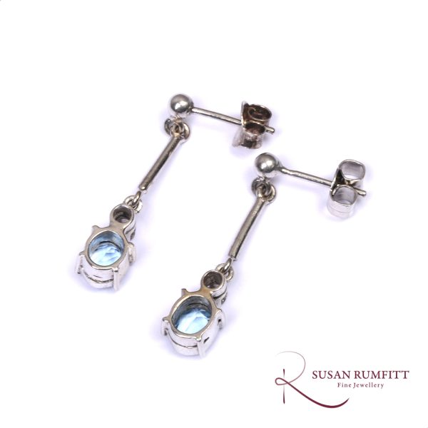 A Pair of Aquamarine and Diamond Drop Earrings